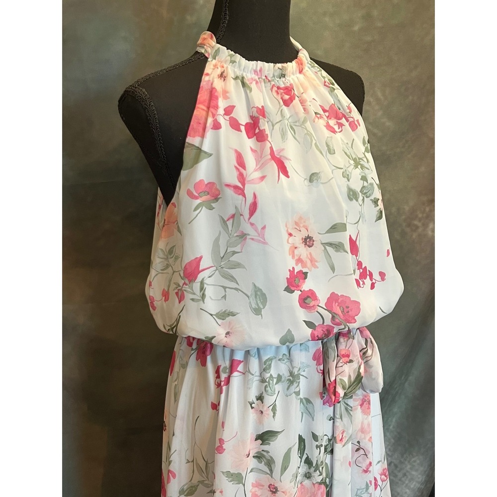 INC International Concepts Floral High Neck Halter‎ Maxi Dress Size 14 - Picture 3 of 6